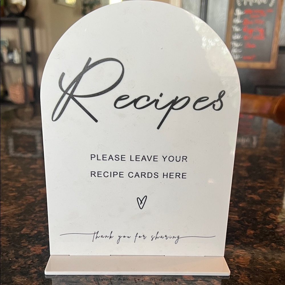 White Acrylic Recipe Card Holder Wedding Shower